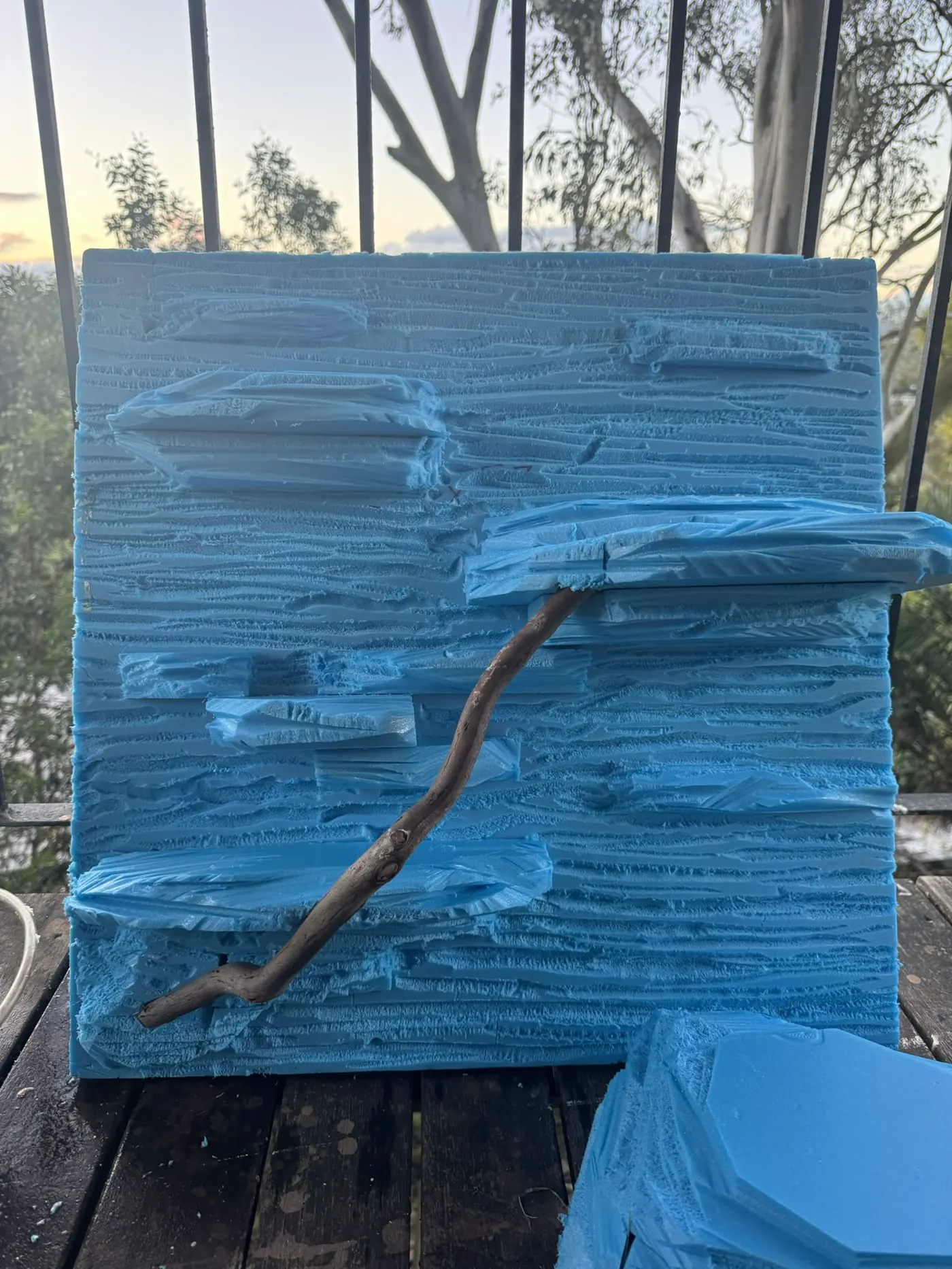 A little hide with a very important job during the on the workbench · four-foot build project